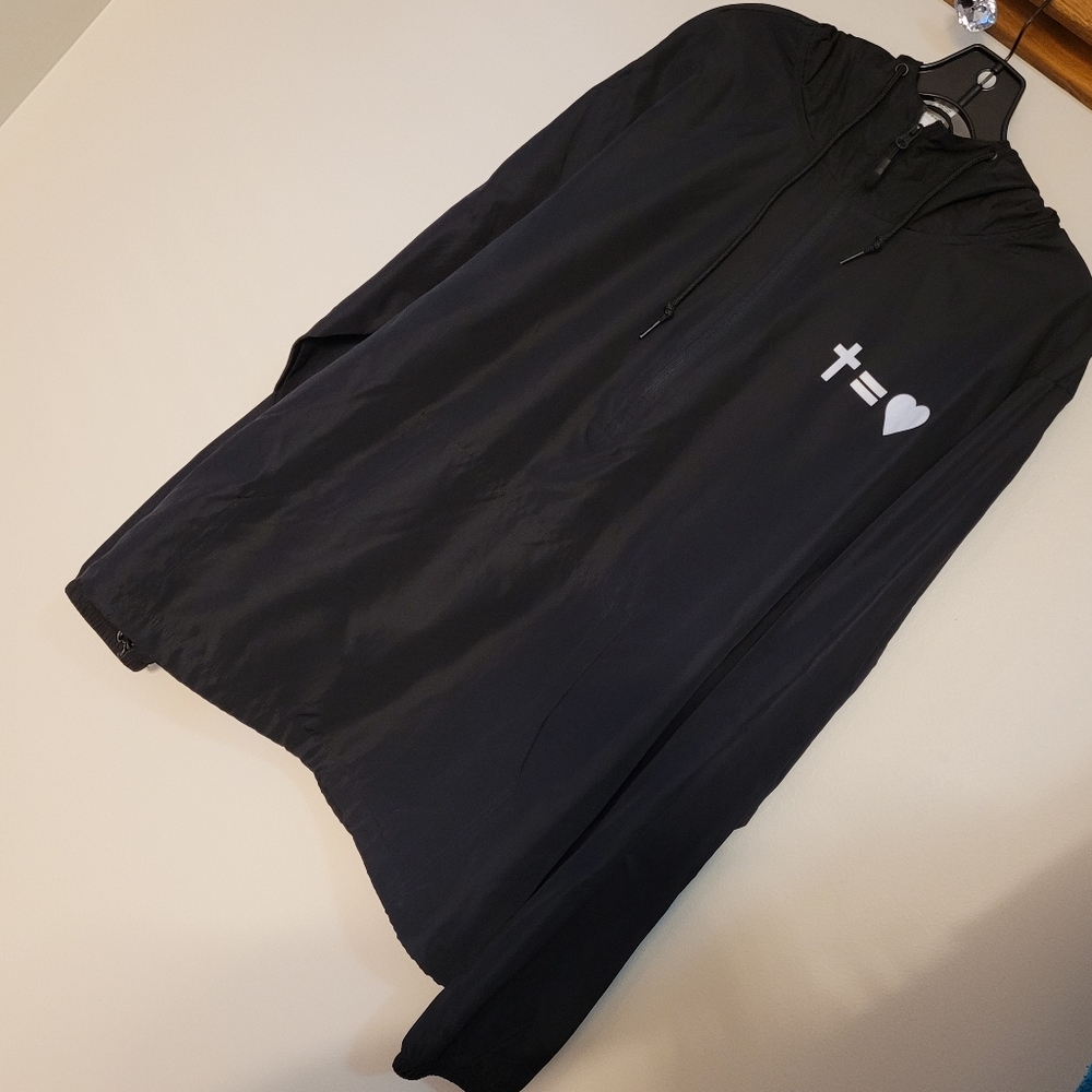 But The Greatest Of These Is Love Windbreaker Hoodie Unisex XL Black & White - Picture 14 of 16